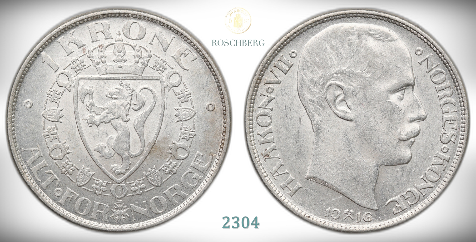 Norge 1 Krone 1916  Kv: 01