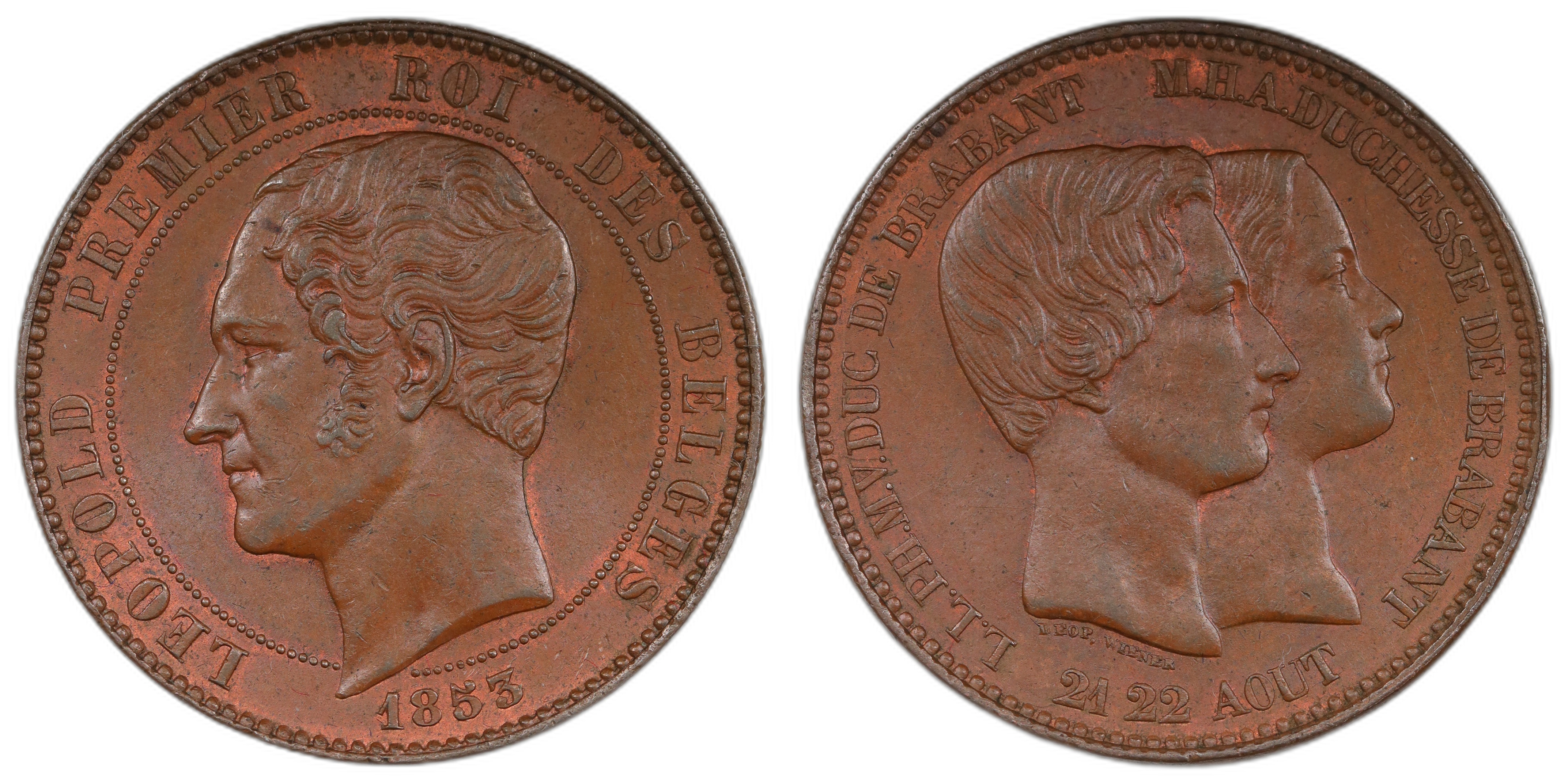 Belgium 10 Centimes 1853 Commemorative UNC