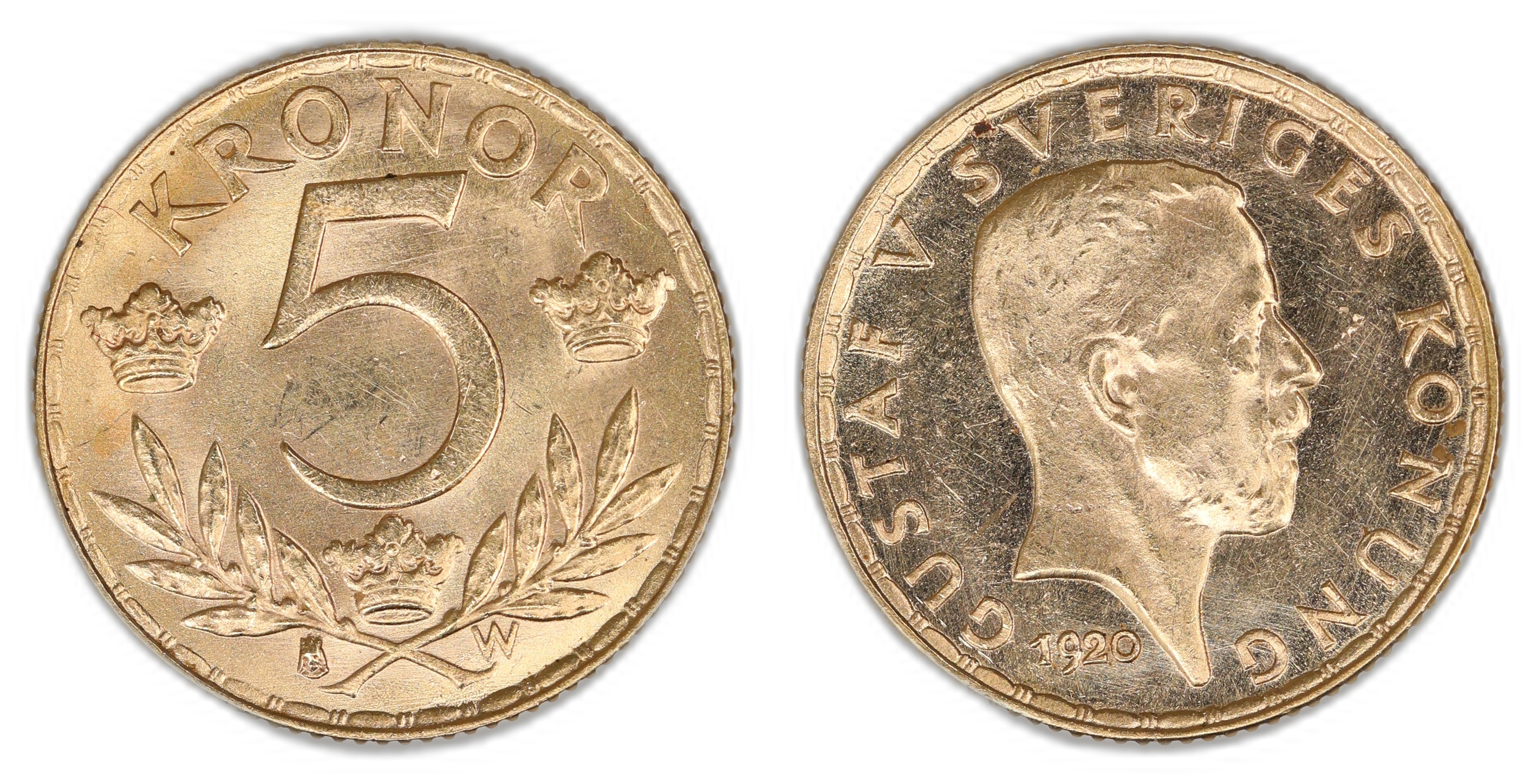 Sverige 5 Kronor 1920  Kv: 0/01
