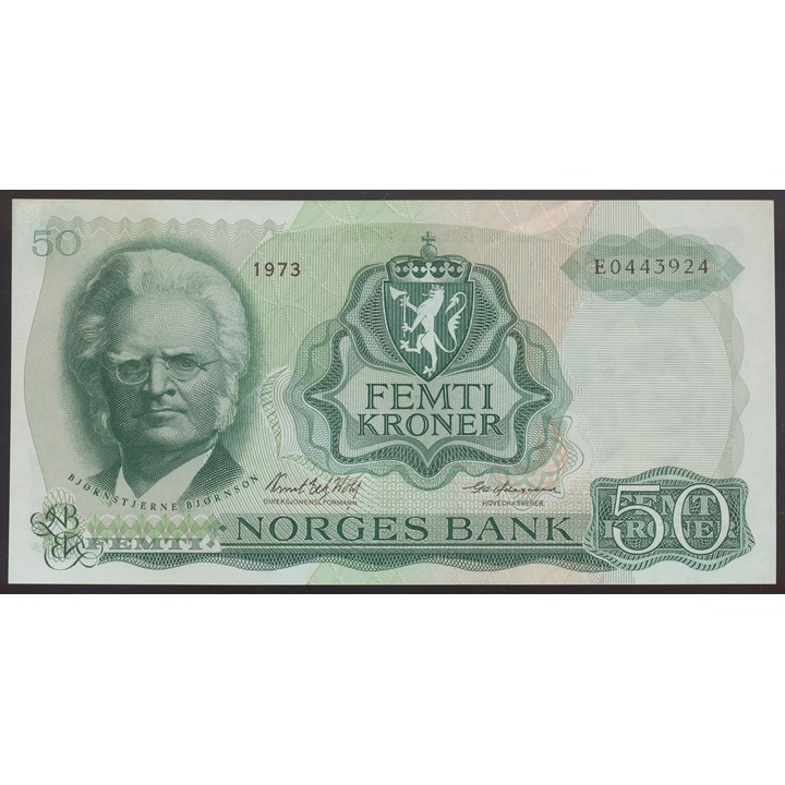 50 Kroner 1973 E Kv 0/01, lett flekk