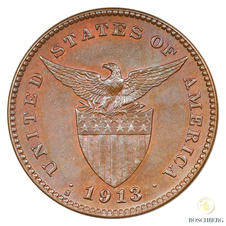 US Philippines Centavo 1913-S Kv Choice UNC