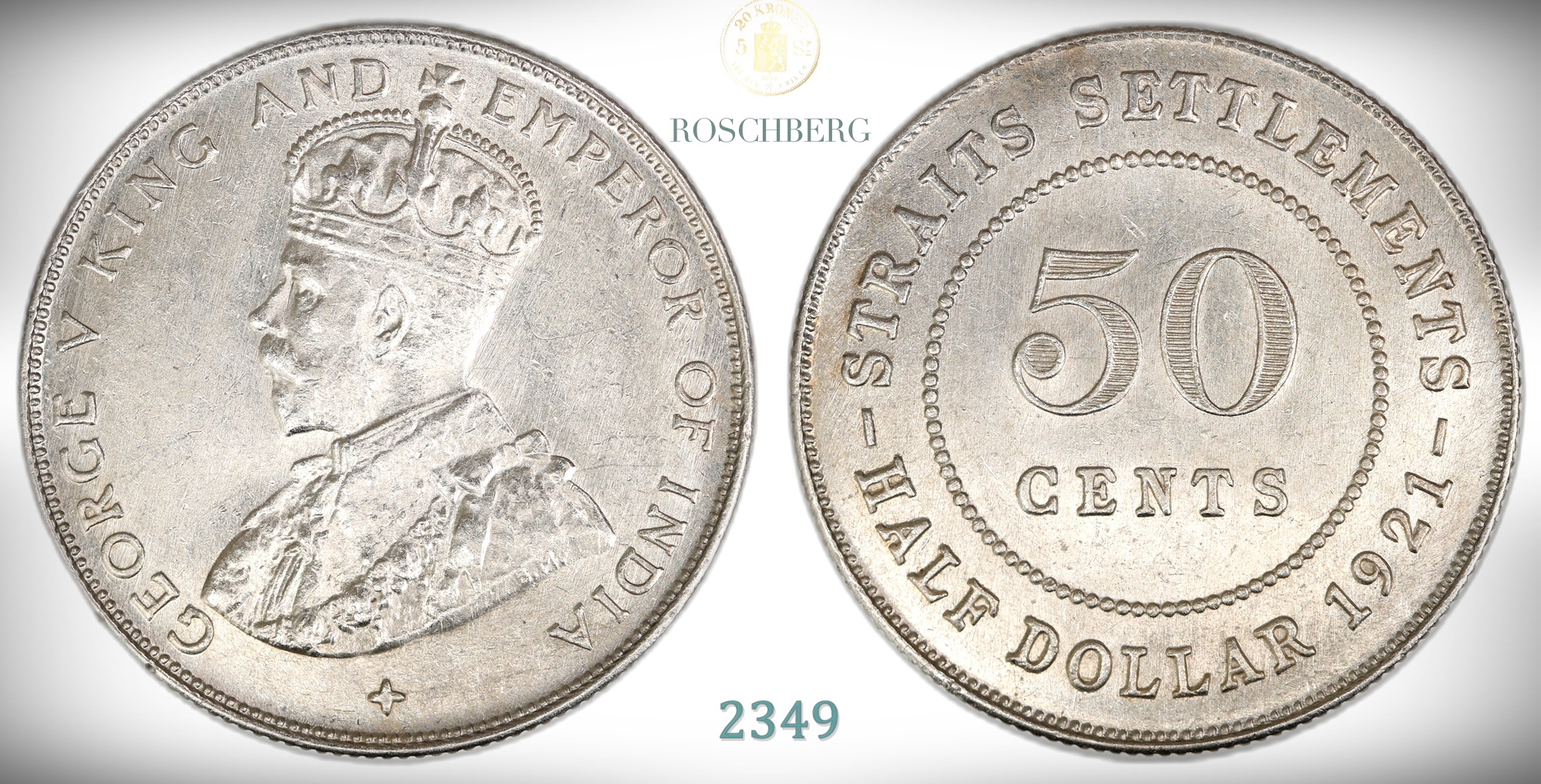Straits Settlements 50 Cents 1921  Kv: 0/01 (UNC)