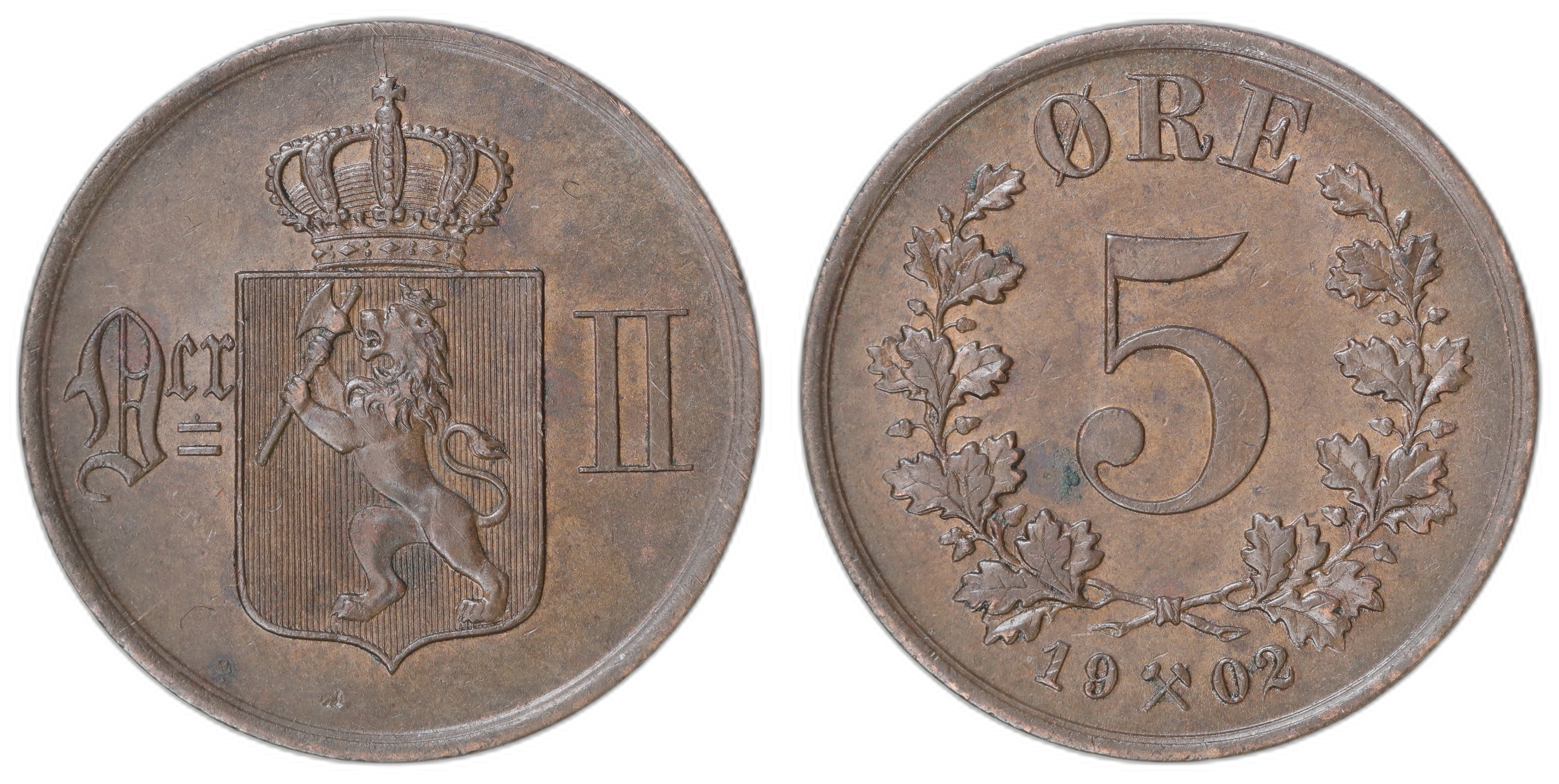 Norge 5 Øre 1902 Kv: 01