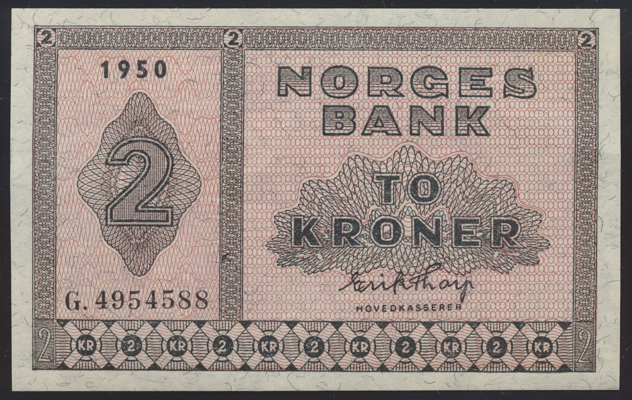Norge 2 Kroner 1950 G  Kv: 1+/01