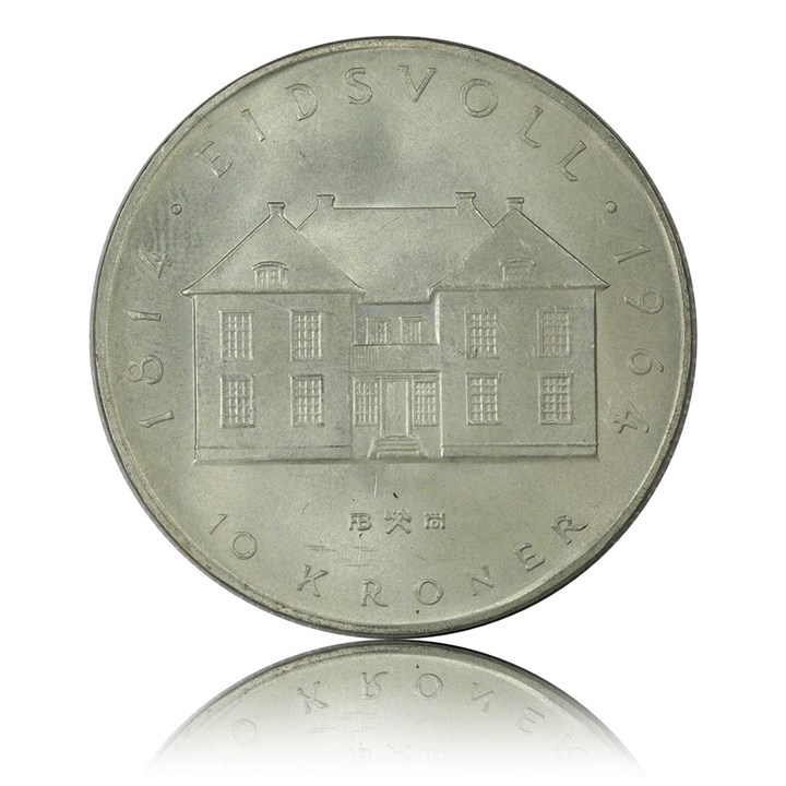 100 Stk 10 Kroner 1964 1800 gram rent sølv
