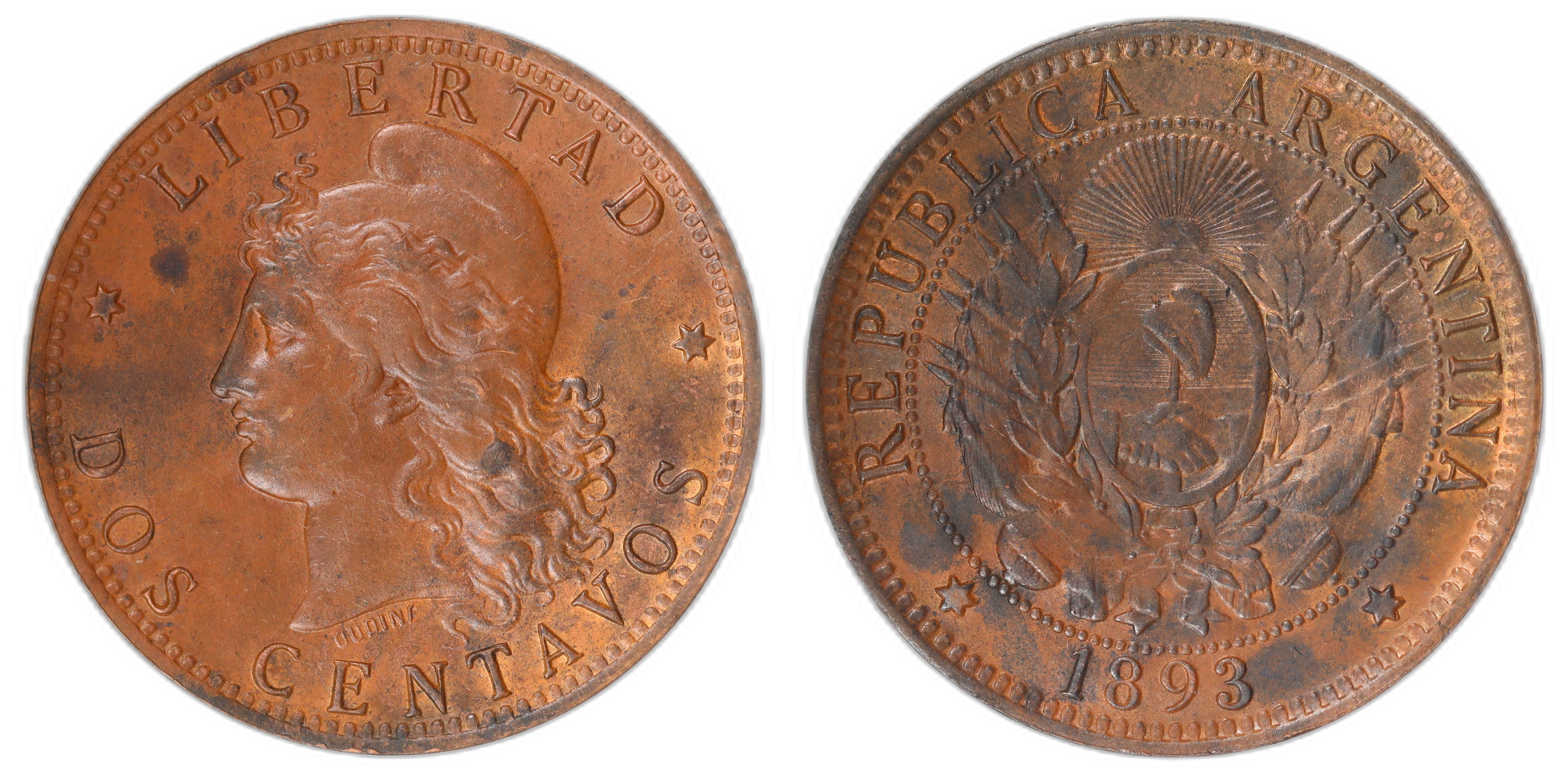 Argentina 2 Centavos 1893 Kv: UNC