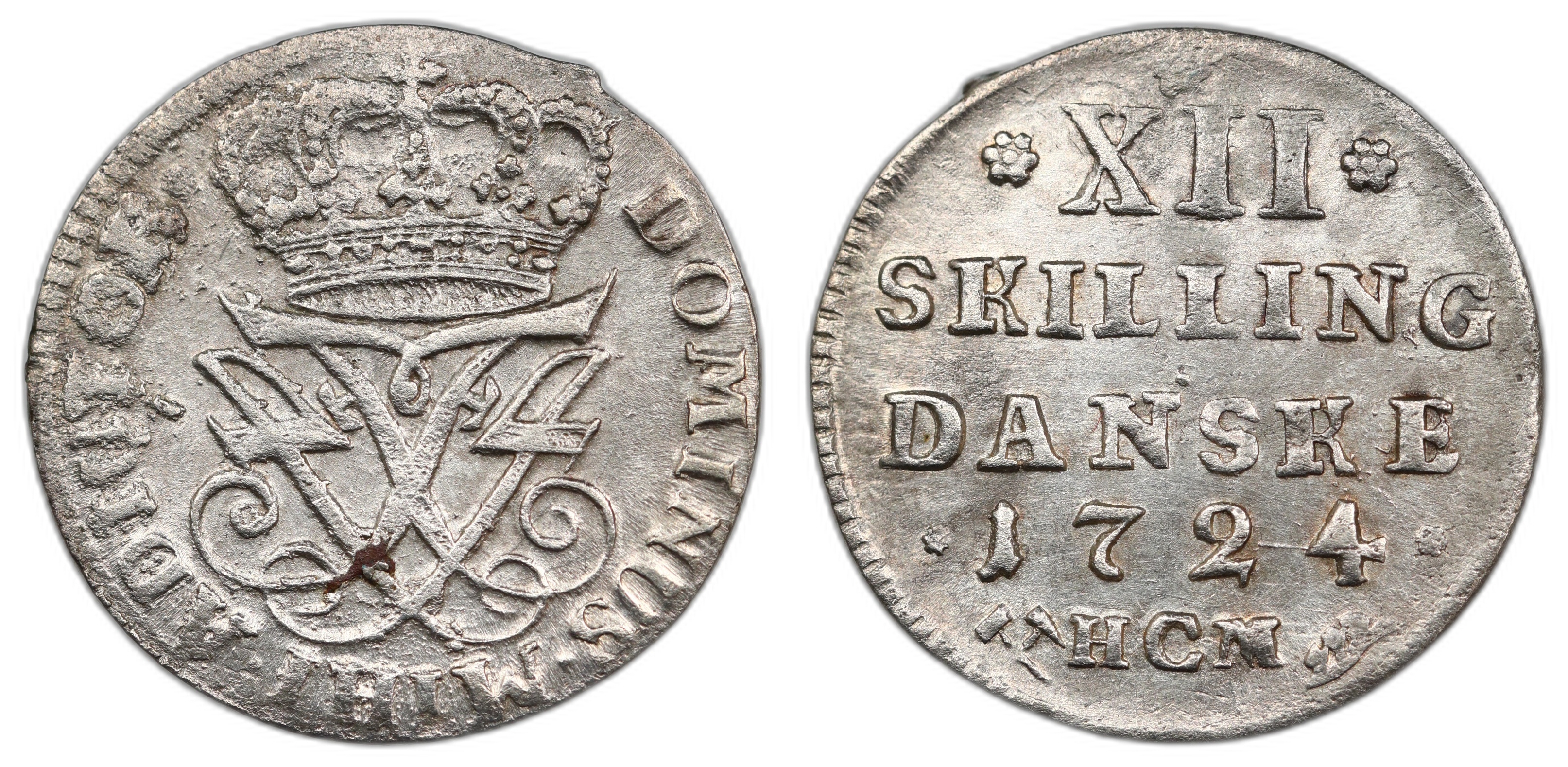 Norge 12 Skilling 1724 Kv 01