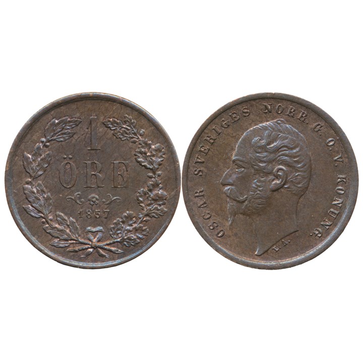 Sverige 1 Öre 1857 Kv 01/0