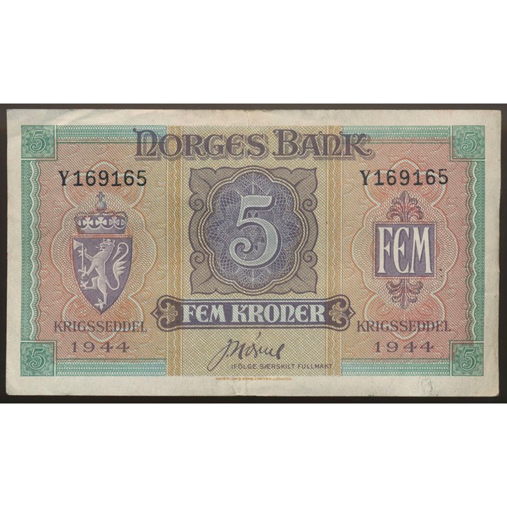 5 Kroner 1944 Y London Kv 1+