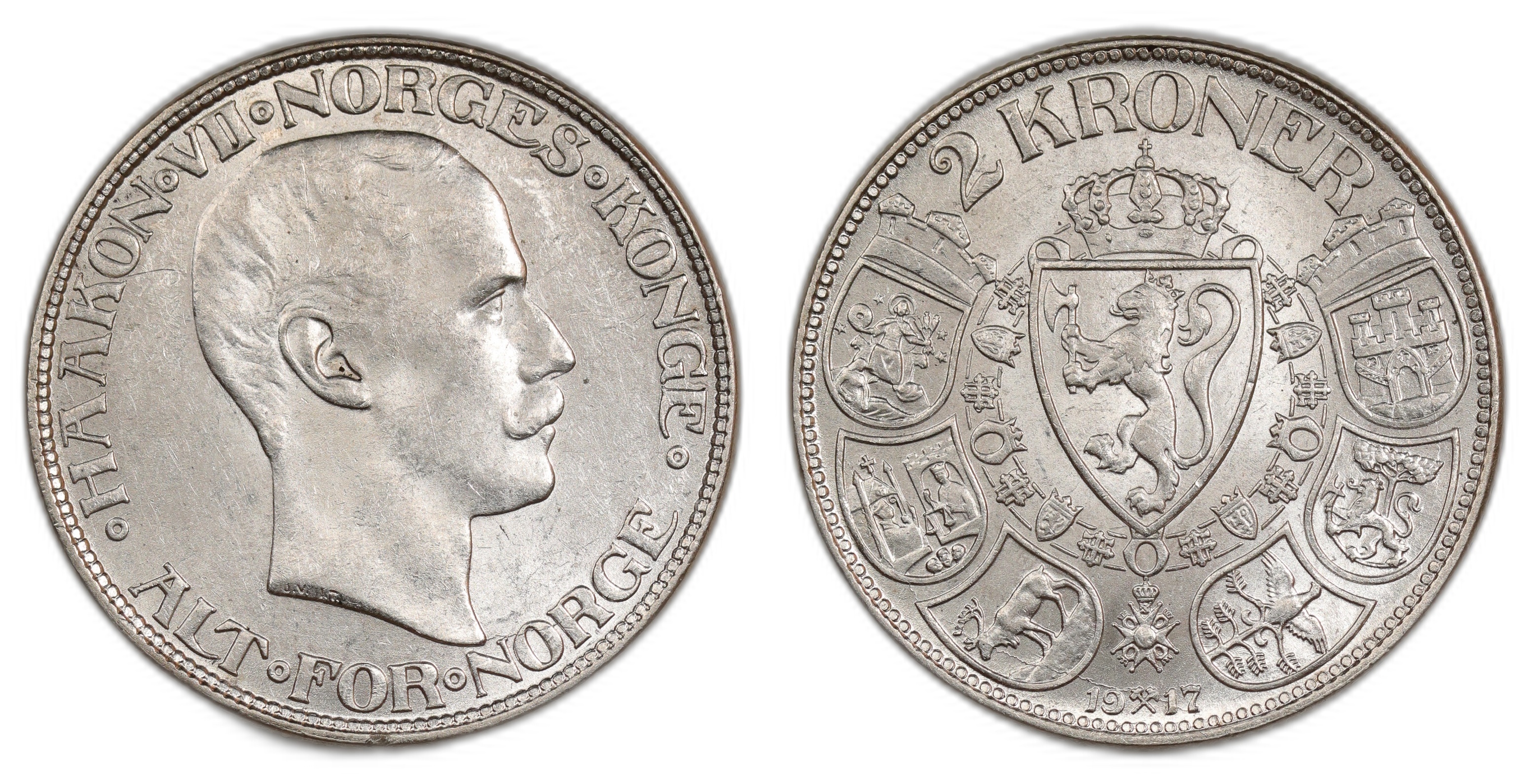 Norge 2 kroner 1917 Kv: 0/01