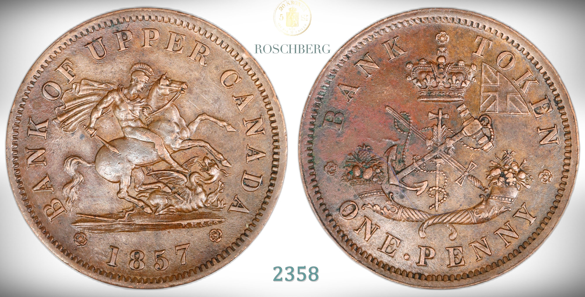 Upper Canada 1 Cent Banktoken 1857  Kv: 01 (AU)