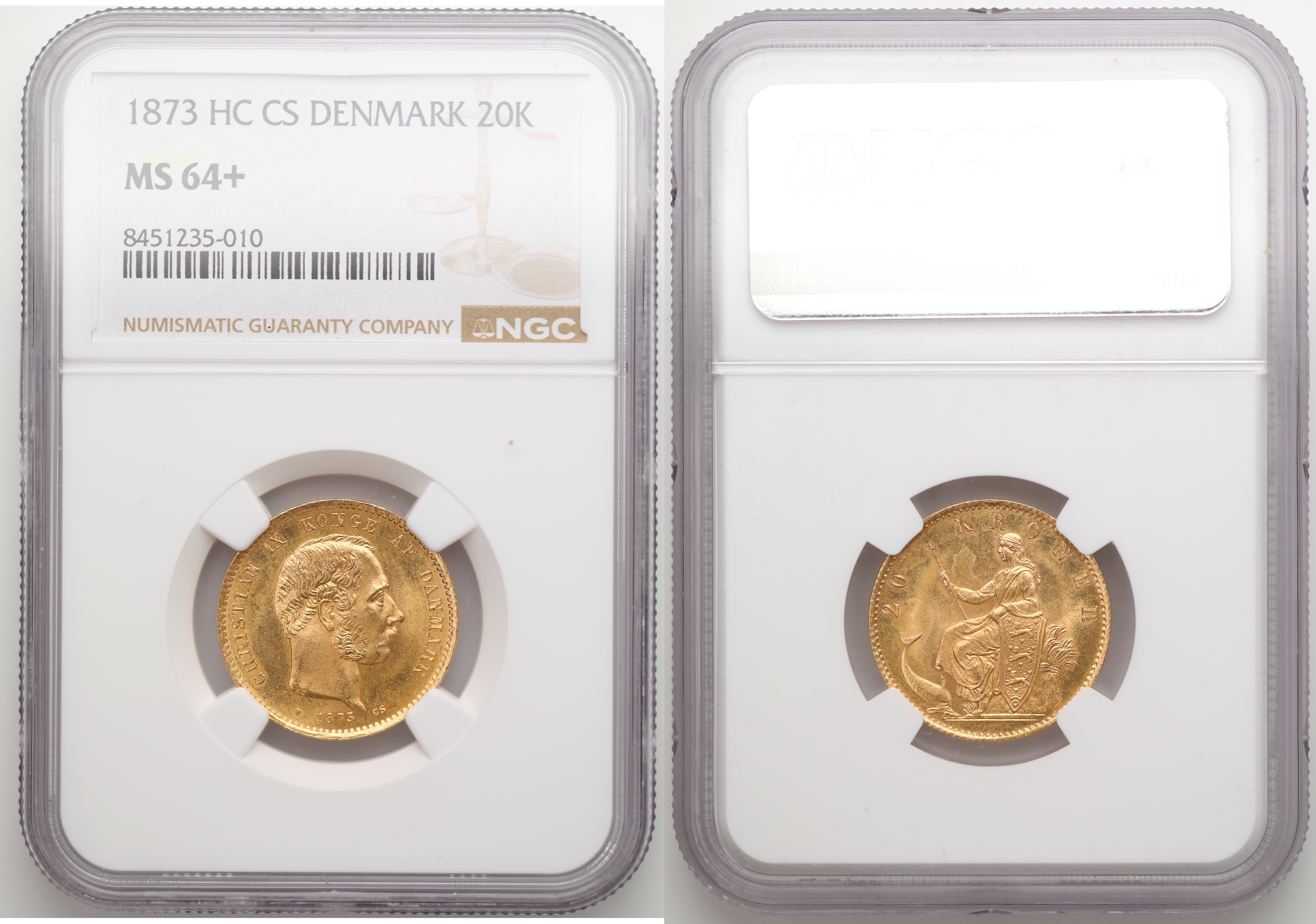Danmark 20 Kroner 1873  Kv: NGC MS64+