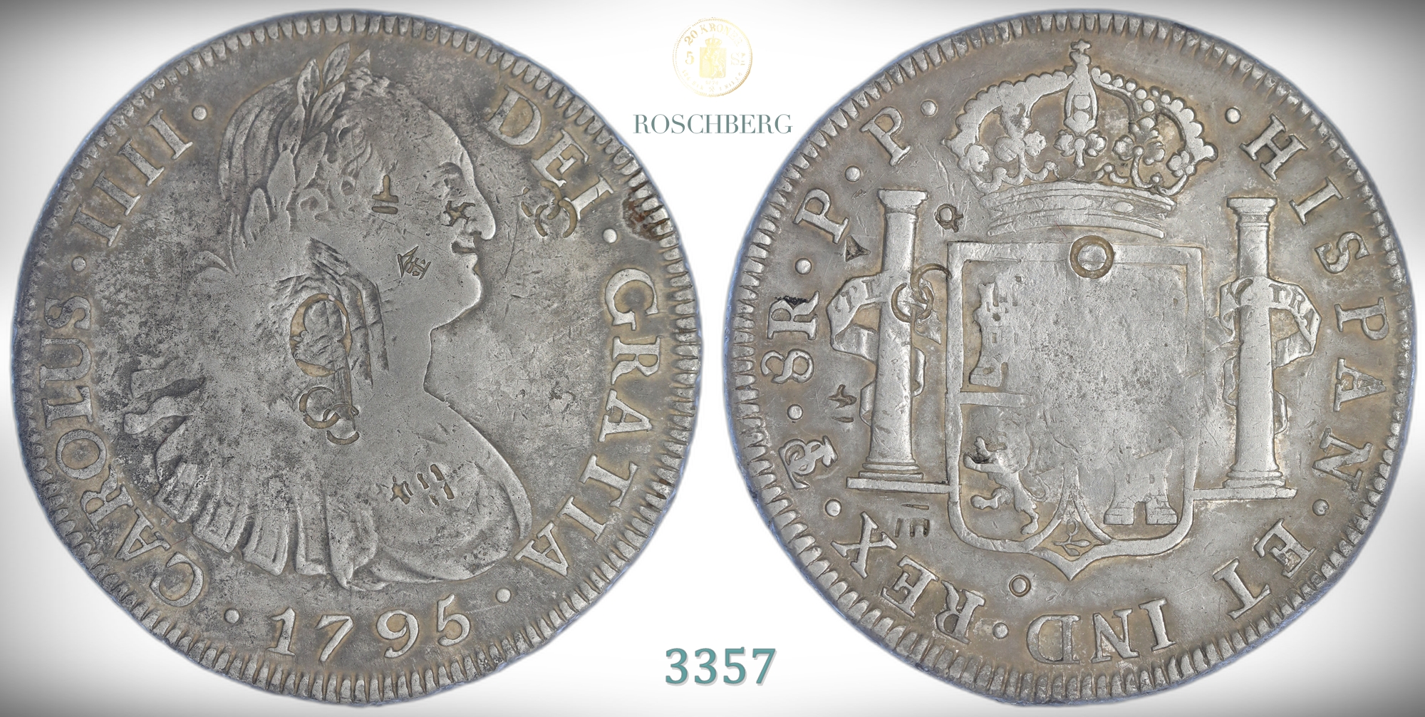Great Britain Bank Dollar 1797 On 8 Reales 1795-PTS Kv: VF, chopmarks