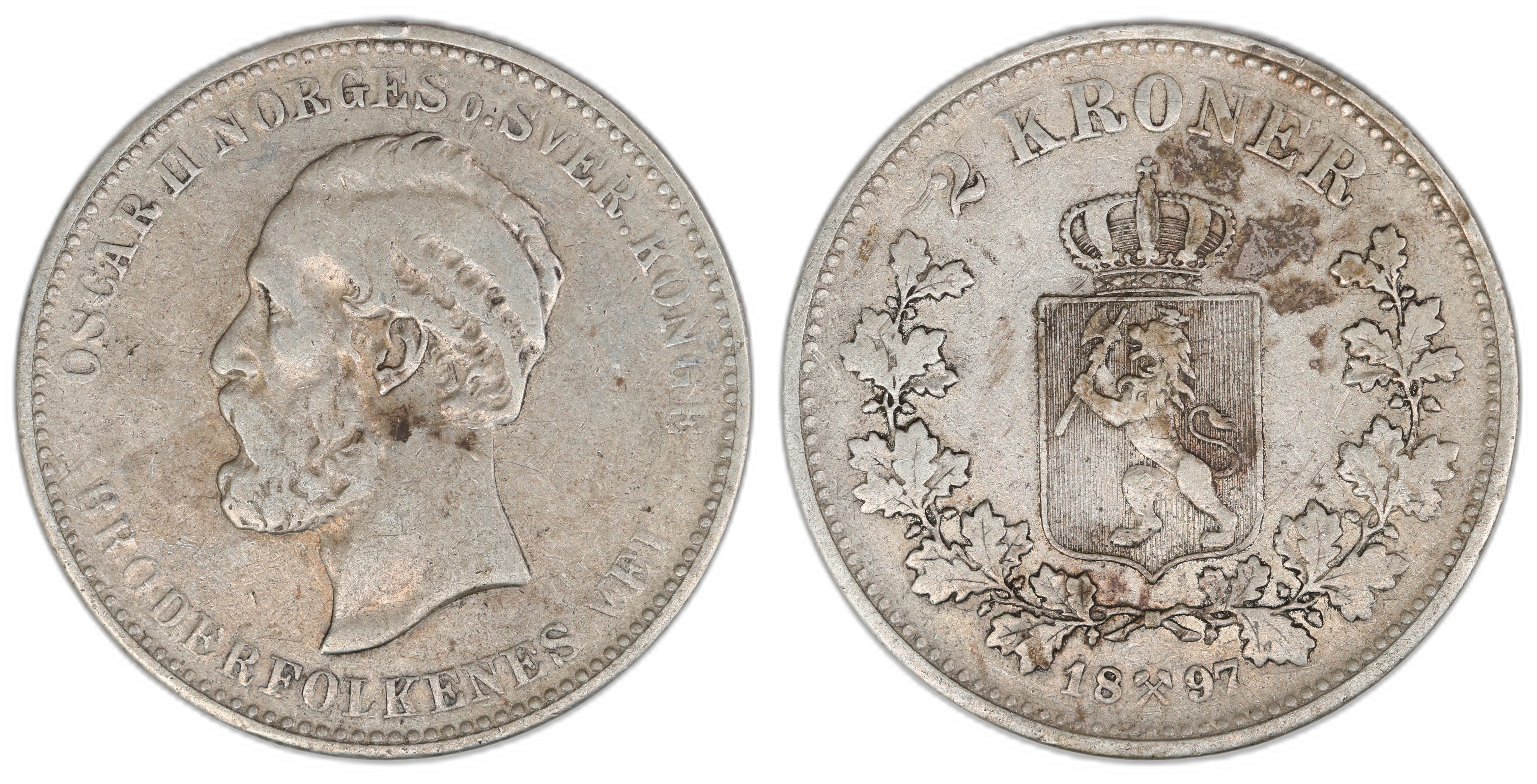 Norge 2 Kroner 1897  Kv: 1