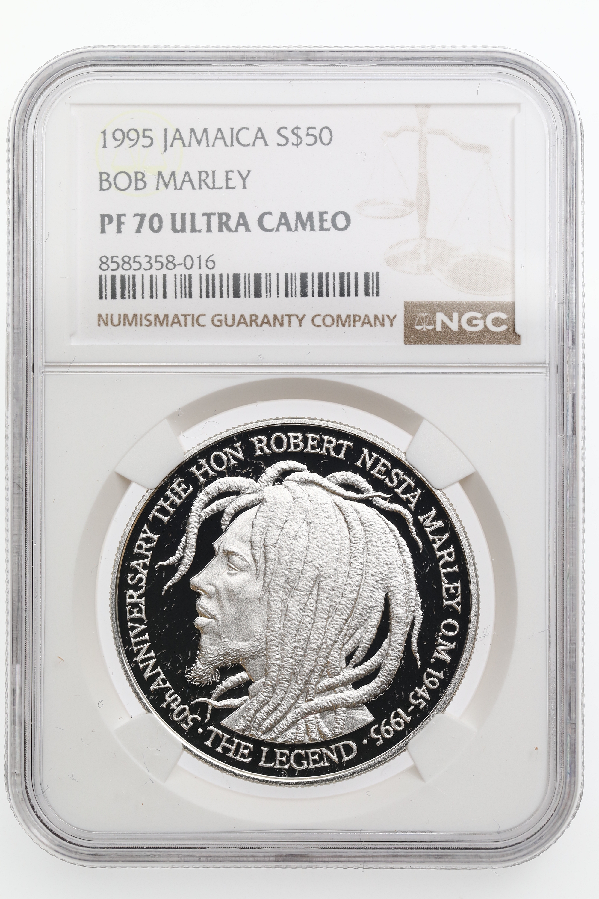JAMAICA 50 DOLLAR 1995 BOB MARLEY Kv: NGC PF70UCAM