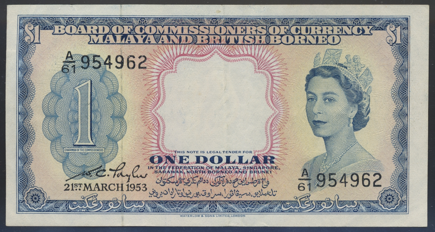Malaya and British Borneo 1 Dollar 1953 Kv 1/1+