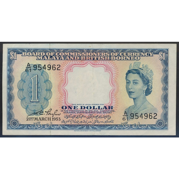 Malaya and British Borneo 1 Dollar 1953 Kv 1/1+