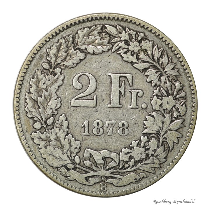 Sveits 2 Francs 1878 Kv 1