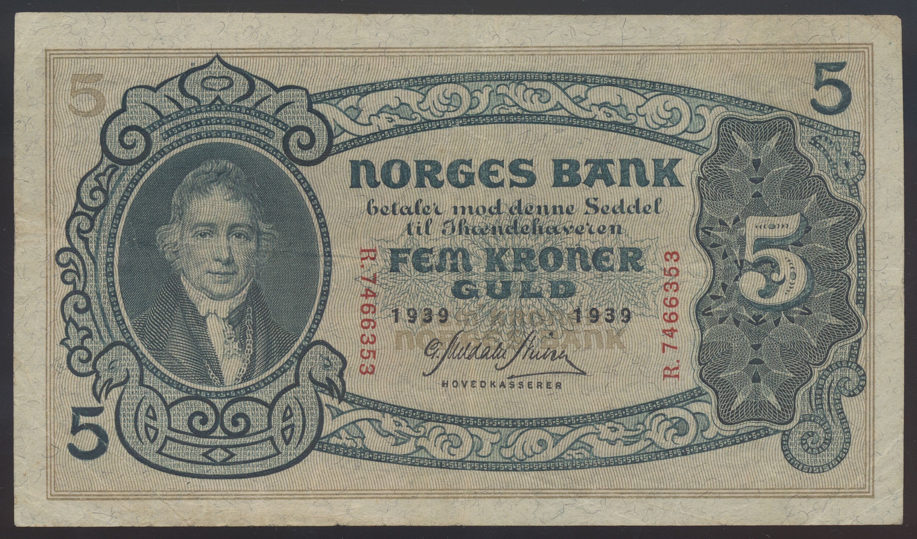 5 Kroner 1939 R Kv 1 (VF)