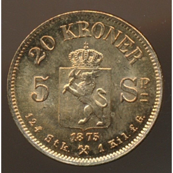 20 Kroner/5 Spd 1875 Kv 0/01