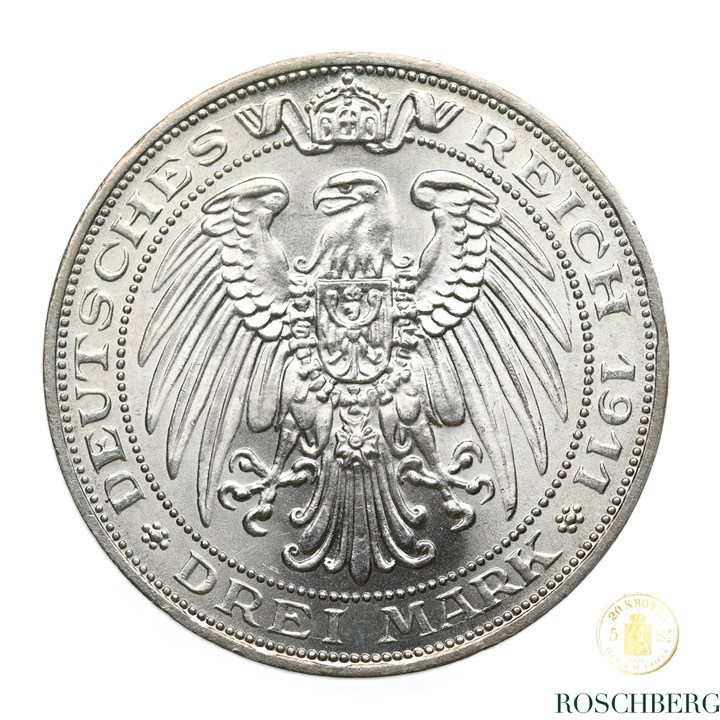 Germany 3 Mark 1911-A Kv UNC