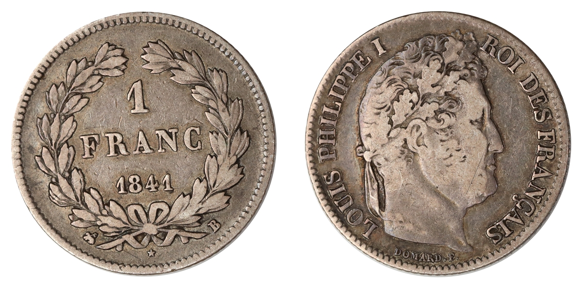 France 1 Franc 1841-B VF