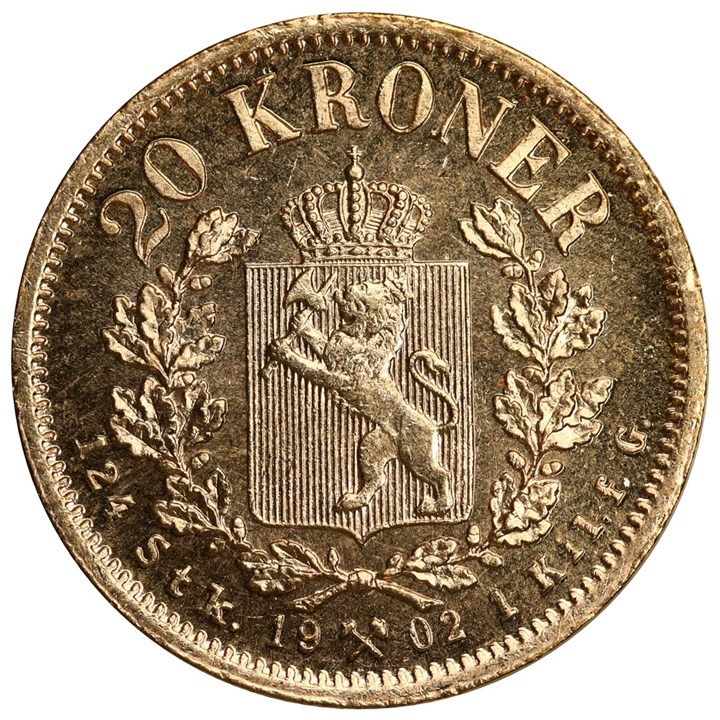 20 Kroner 1902 Kv 0/01, Speilflater