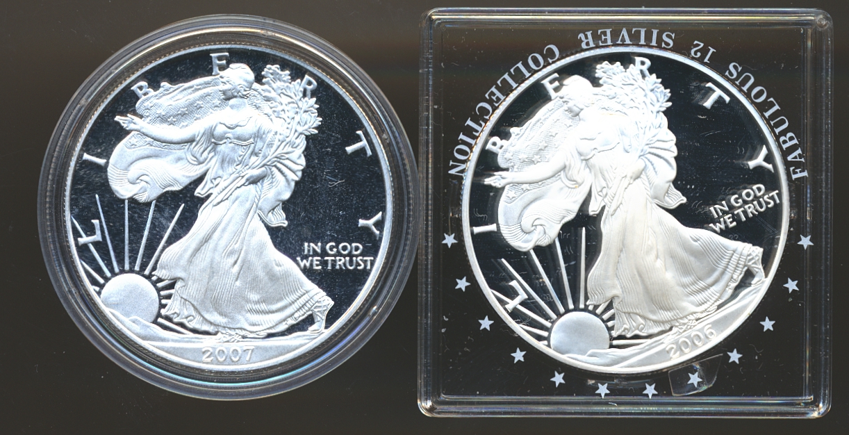USA Silver Eagle 2006 og 2007 Kv Proof
