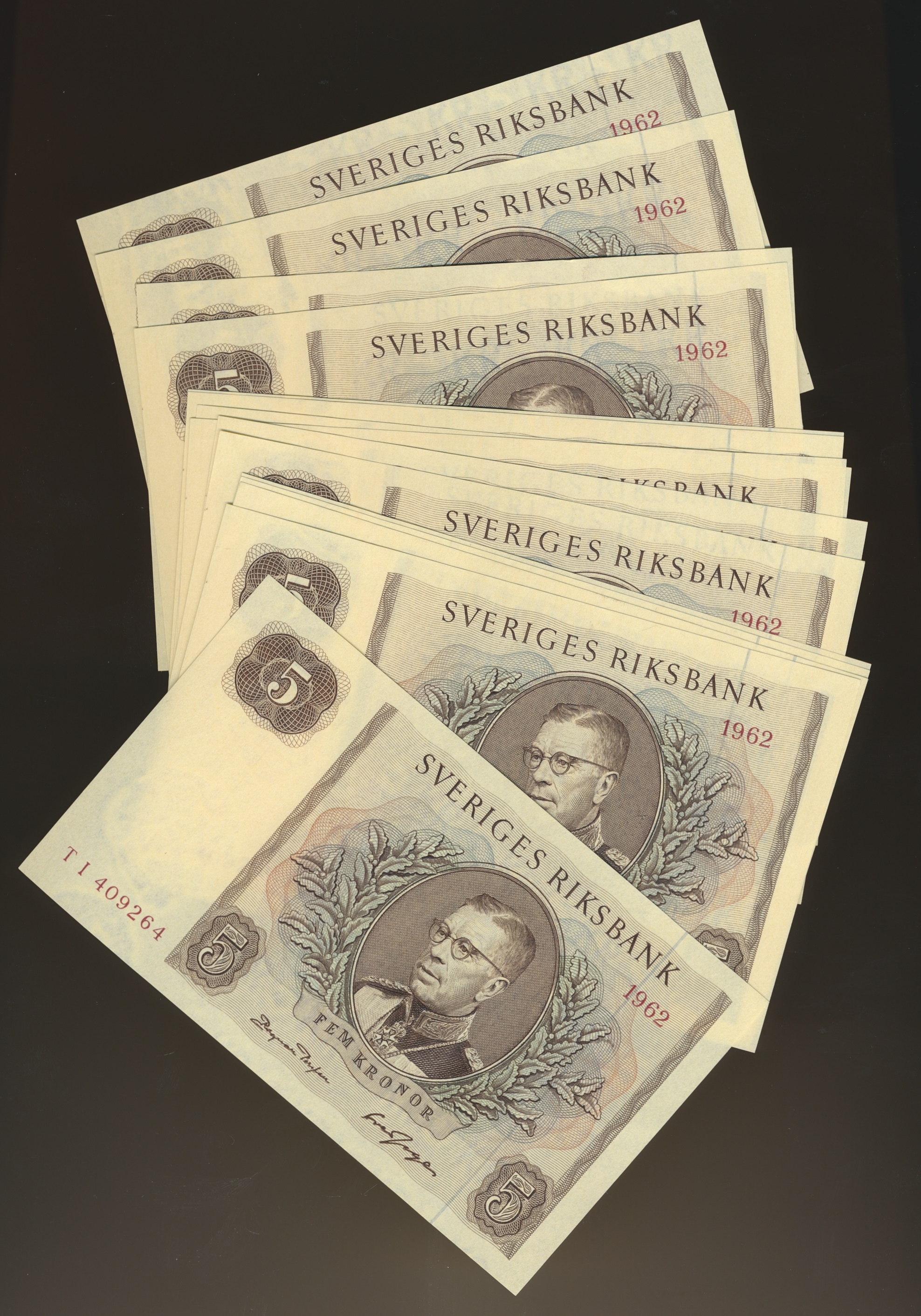 Sweden 5 Kronor 1962 TI, 15 pcs Concecutive Kv 0 (UNC)