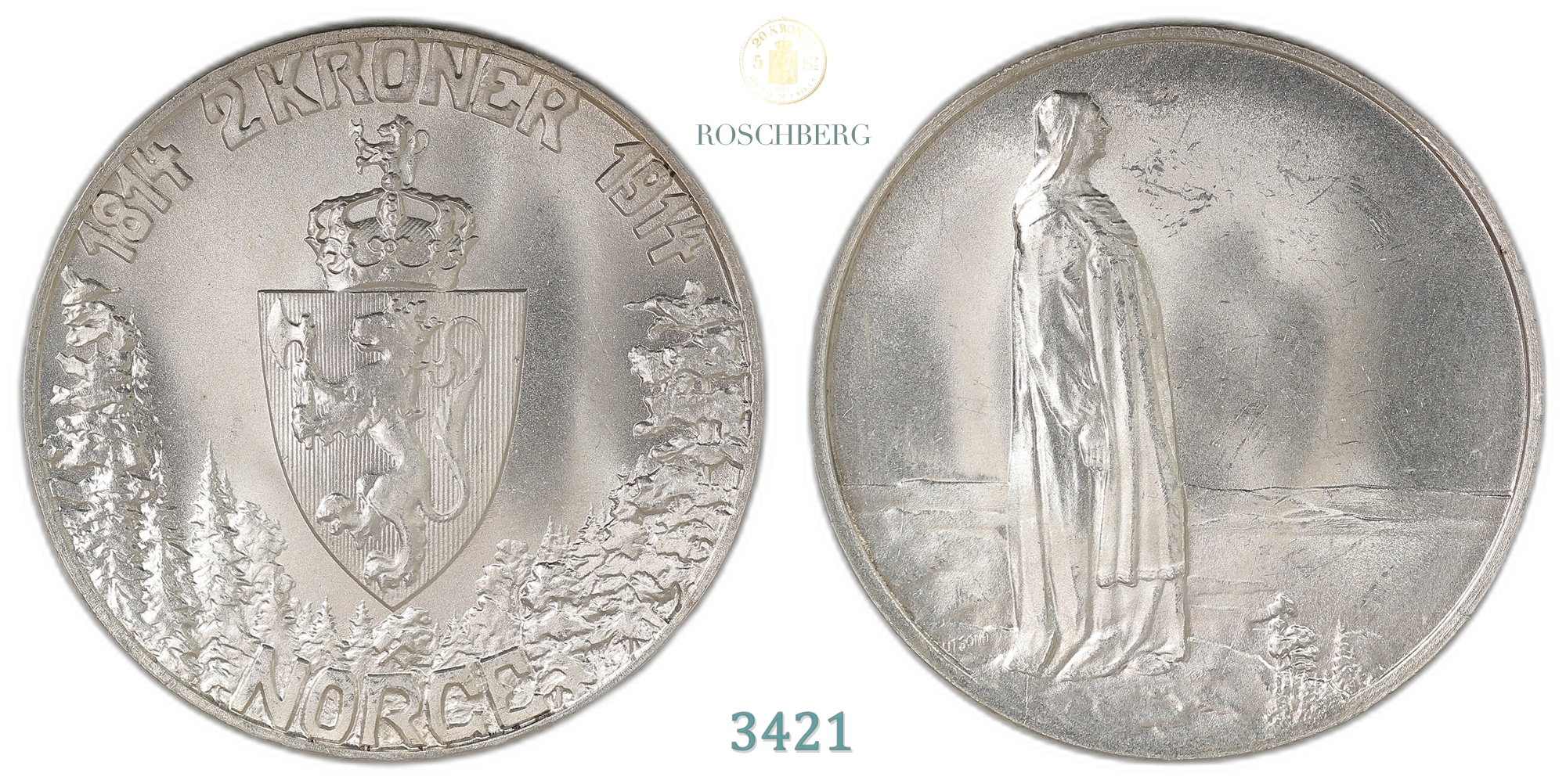 Norge 2 Kroner 1914  Kv: 0