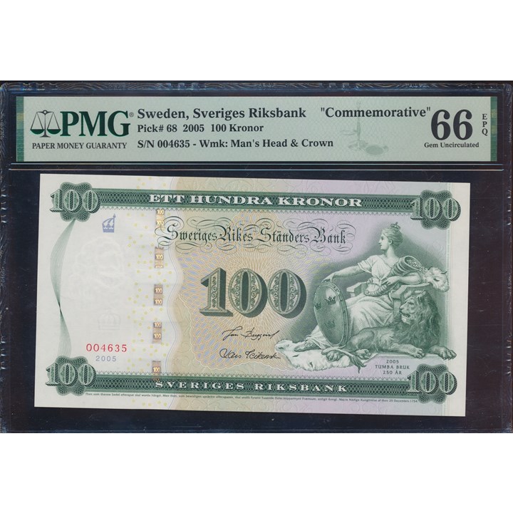 Sweden 100 Kronor 2005 Commemorative PMG 66 EPQ