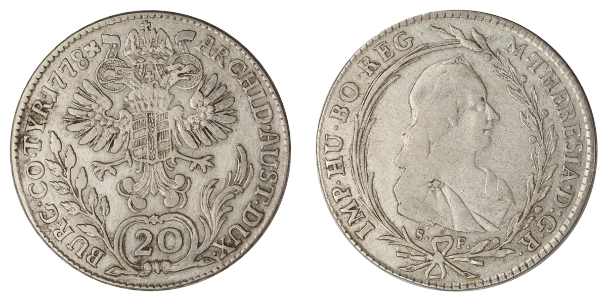 Austria 20 Kreuzer 1778-SF  Kv: VF