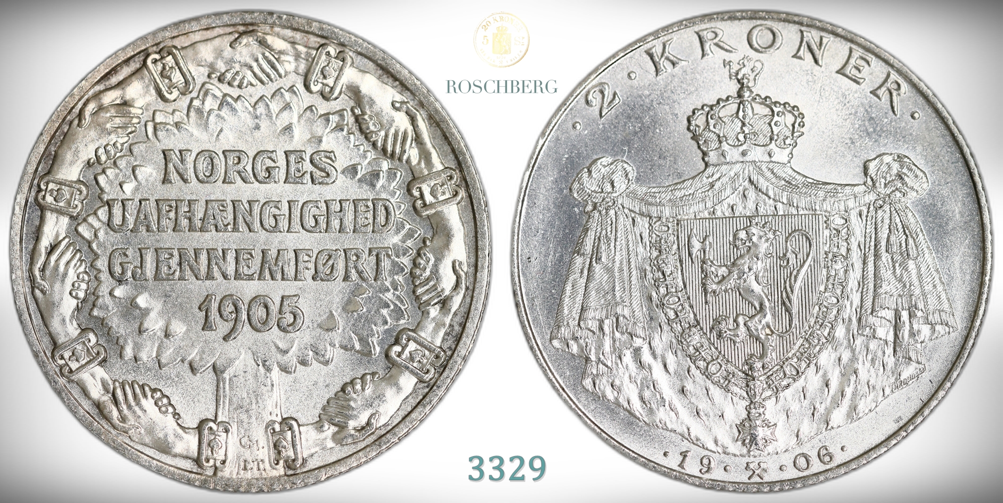 Norge 2 Kroner 1906  Kv: 0/01