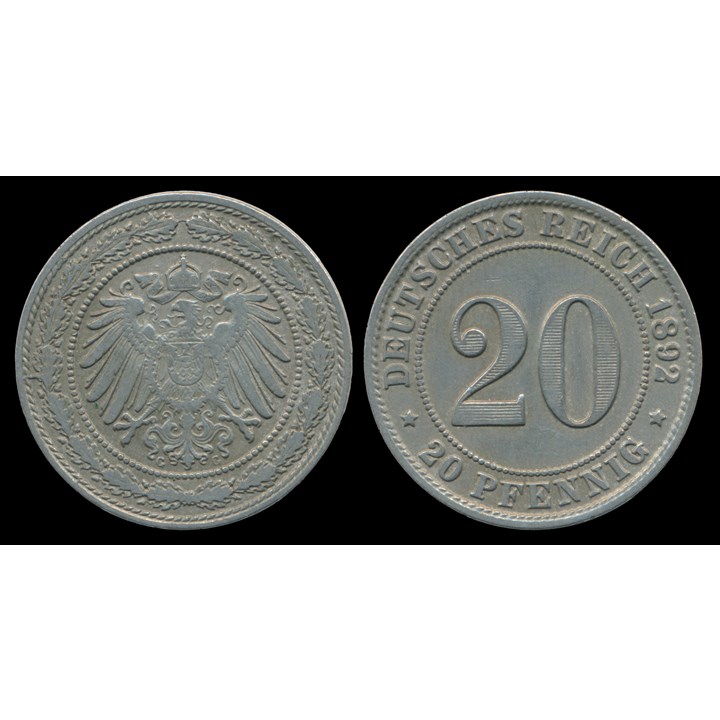 Germany 20 Pfennig 1892 G VF