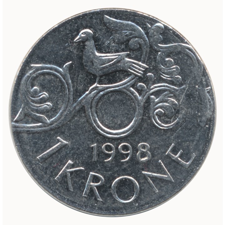 1 Krone 1998 Kv 0, preget på feil blankett