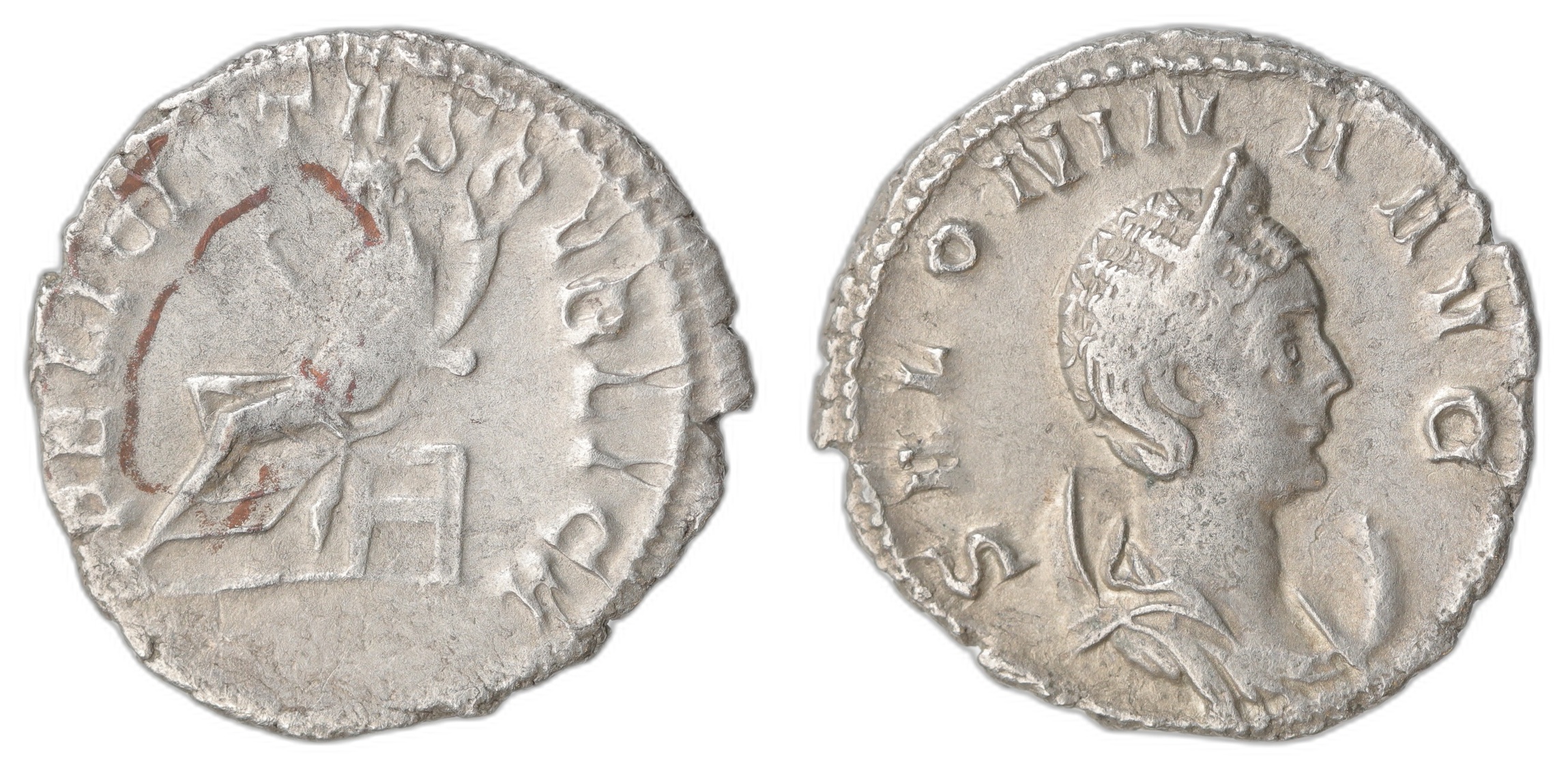 Salonina AR Denar 254-268 Kv: VF