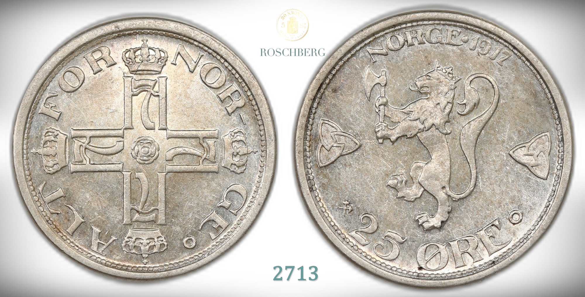Norge 25 Øre 1917  Kv: 01