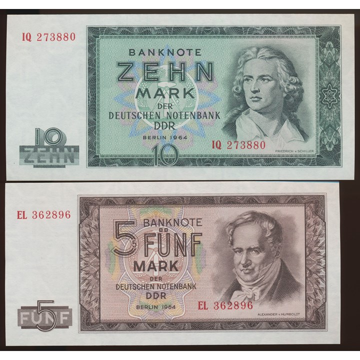 DDR 10 and 5 Mark 1964 UNC