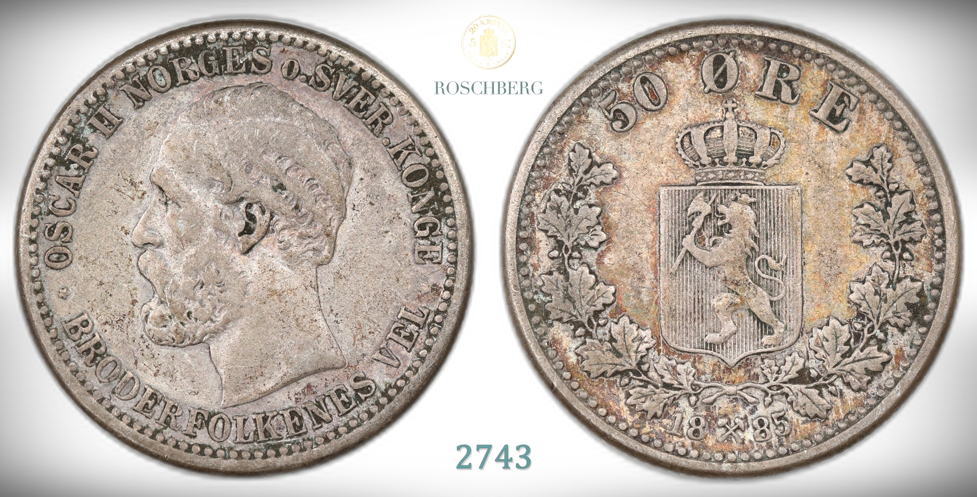 Norge 50 Øre 1885  Kv: g1