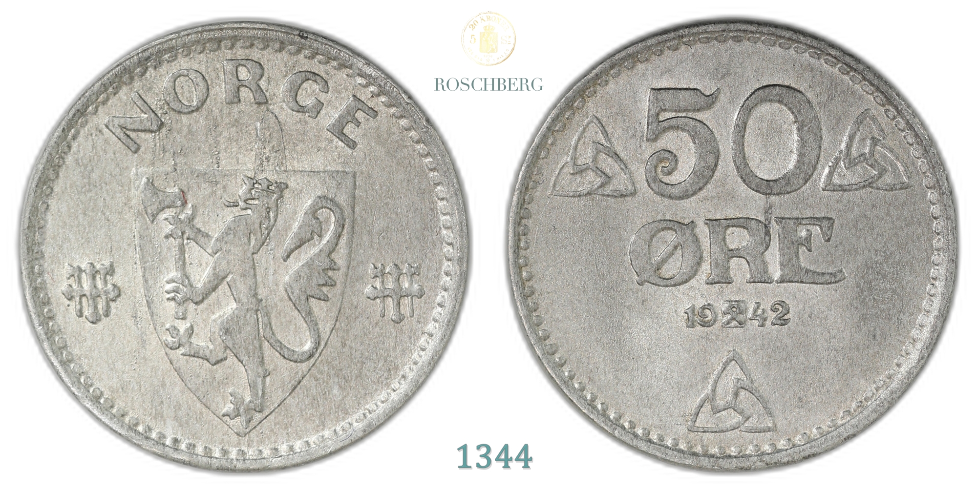 Norge 50 Øre 1942  Kv: 0/01