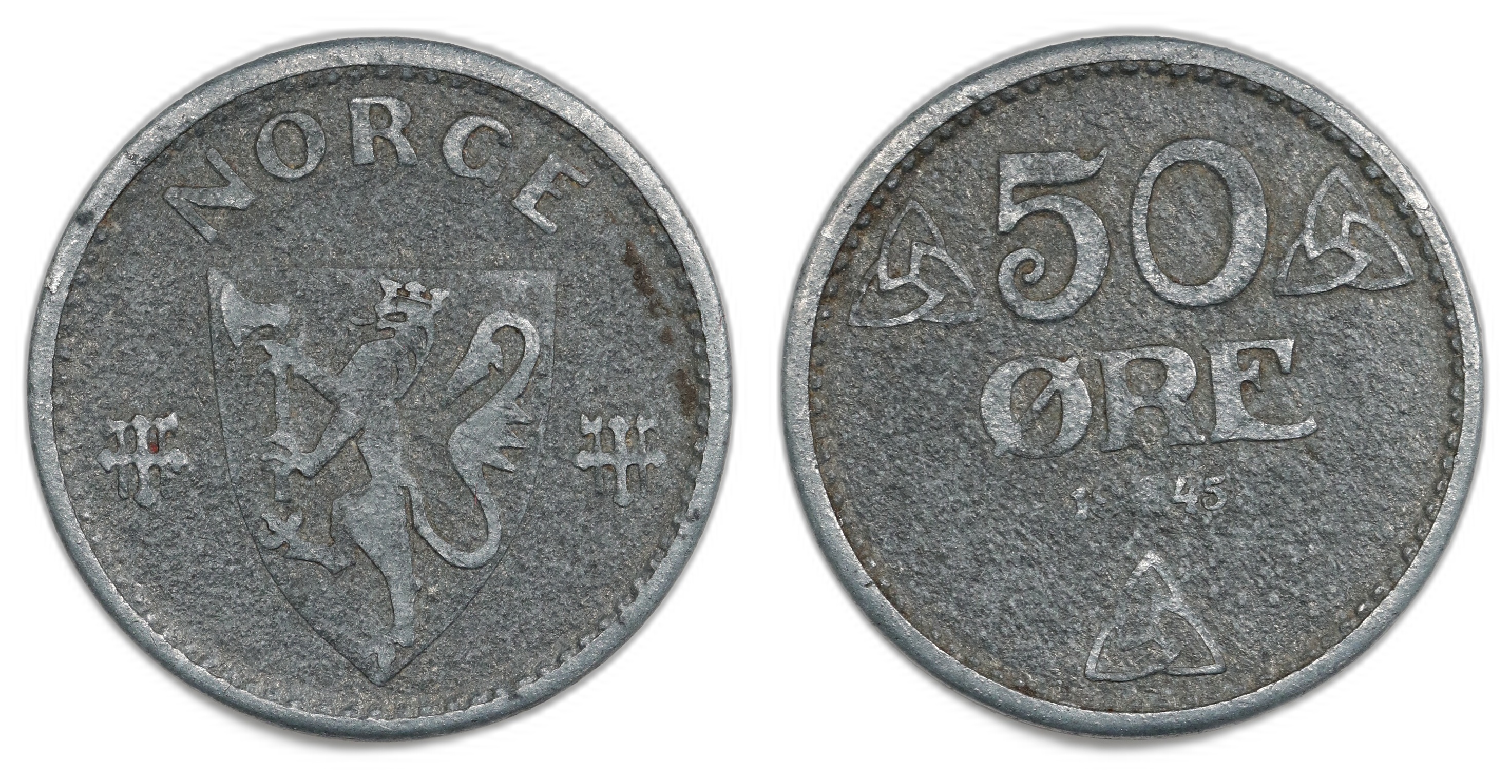 Norge 50 Øre 1945 Sink Kv: 1