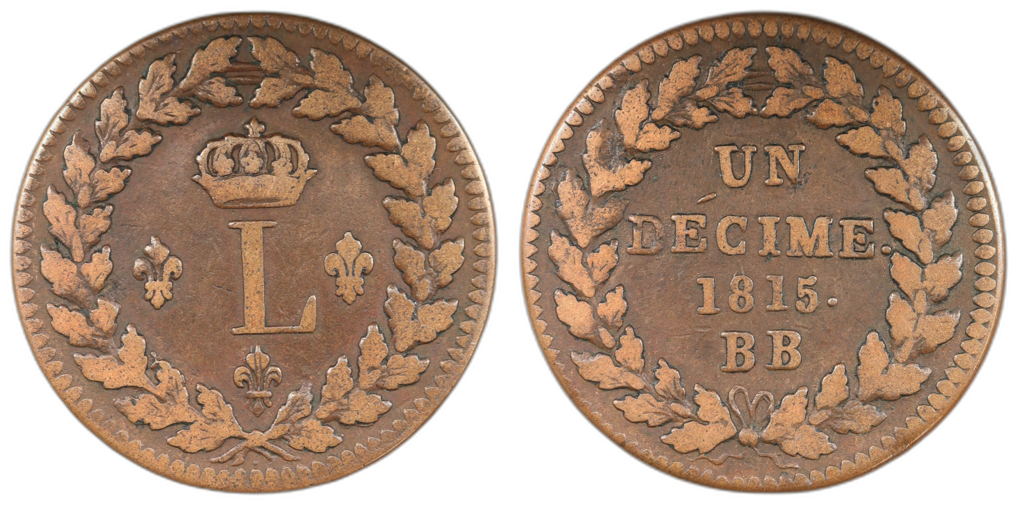France 10 Centimes 1815-BB Kv: XF