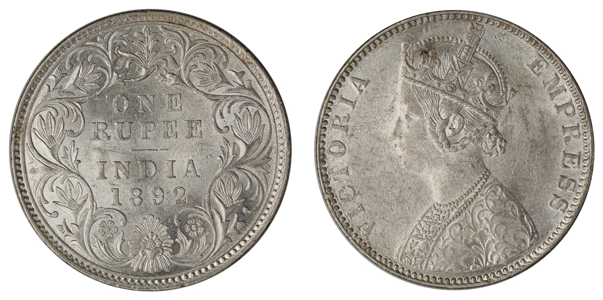 India, British Rupee 1892  Kv: UNC
