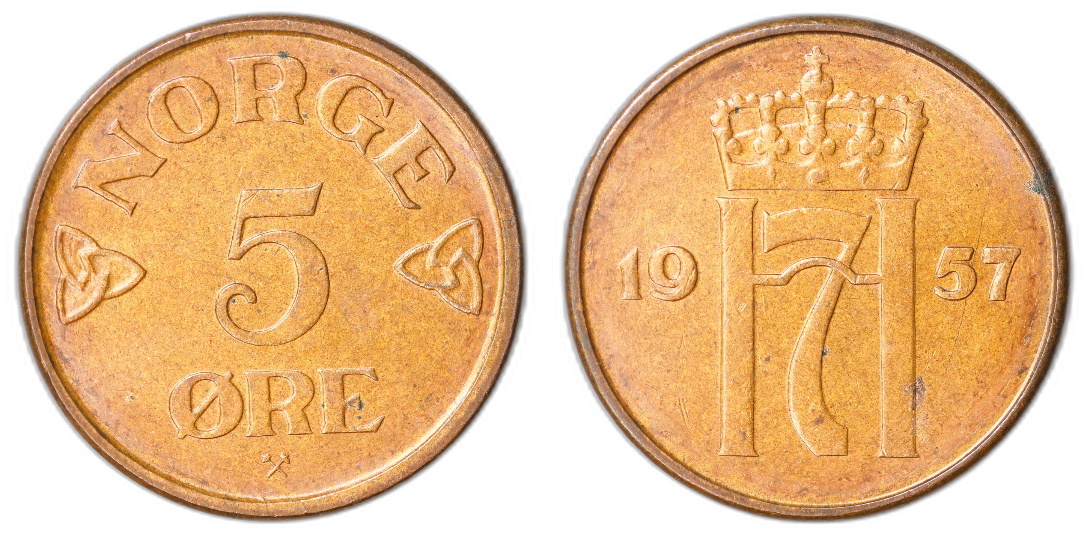 Norge 5 Øre 1957  Kv: 0