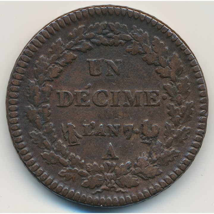 France 10 Centimes 1798-99 A VF