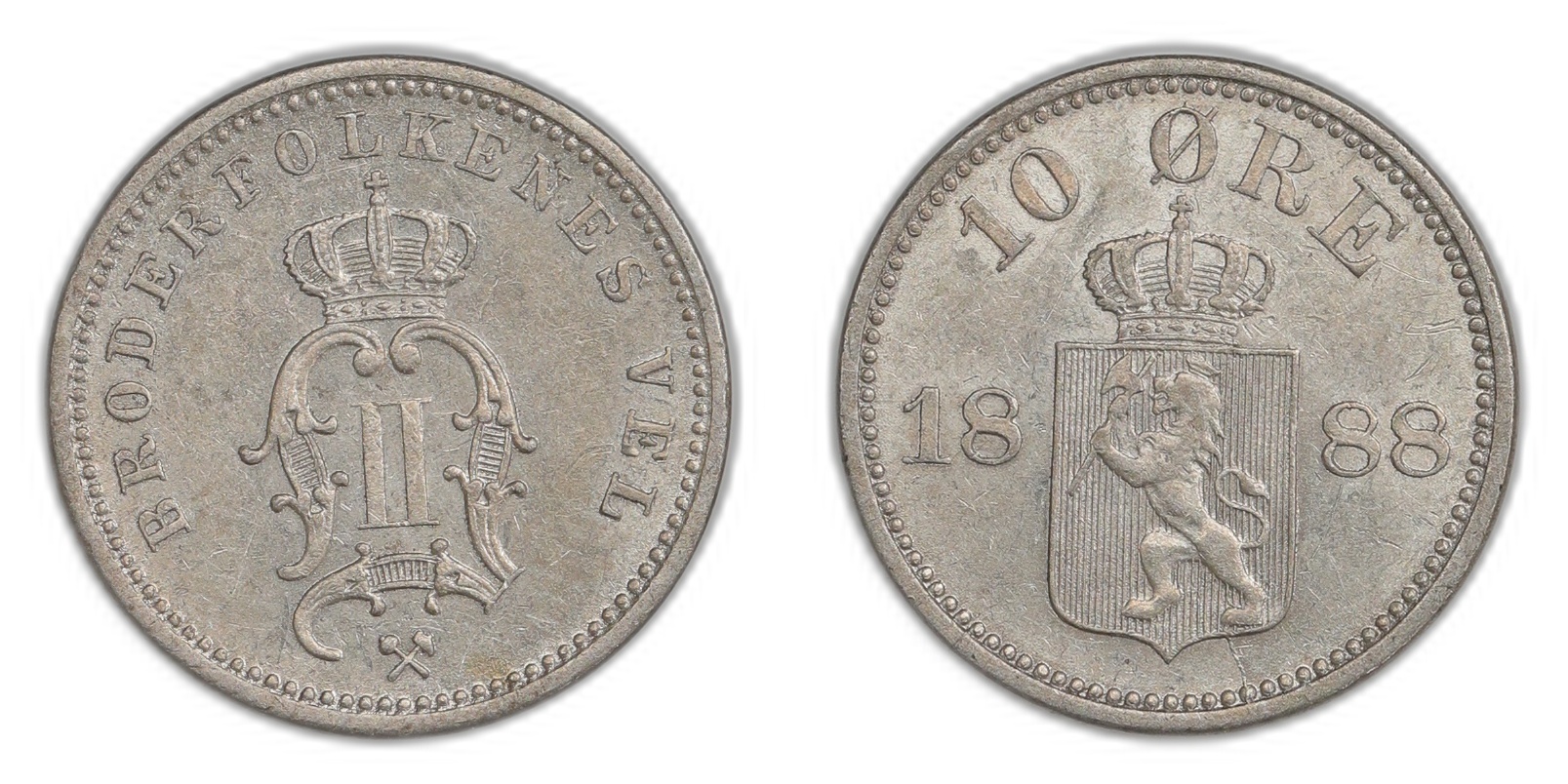 Norge 10 Øre 1888 Kv 01
