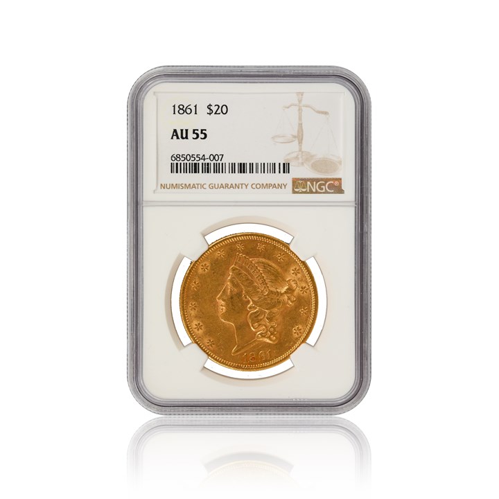 USA $20 1861 NGC AU55