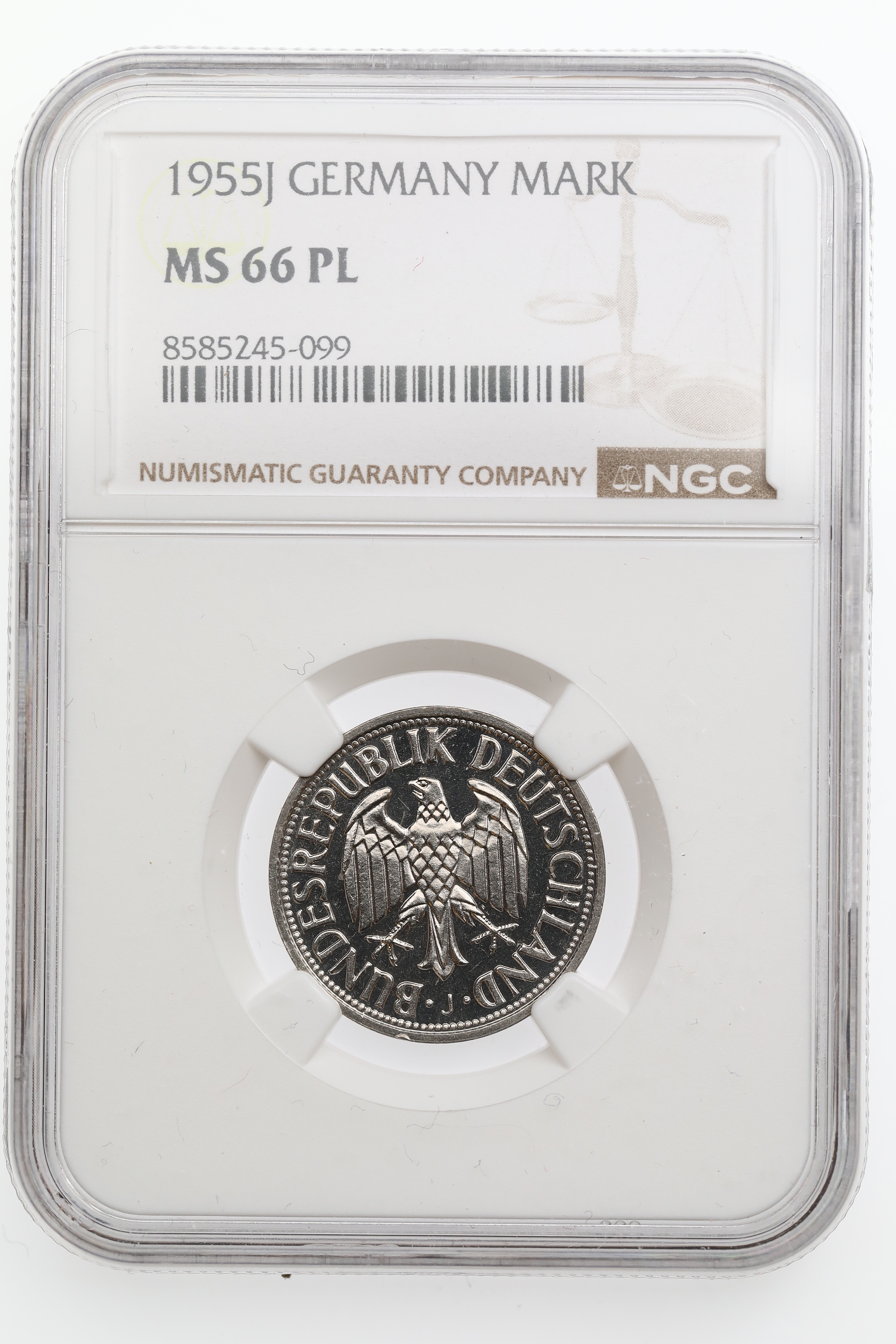 Germany 1 MARK 1955J Kv: NGC MS66PL