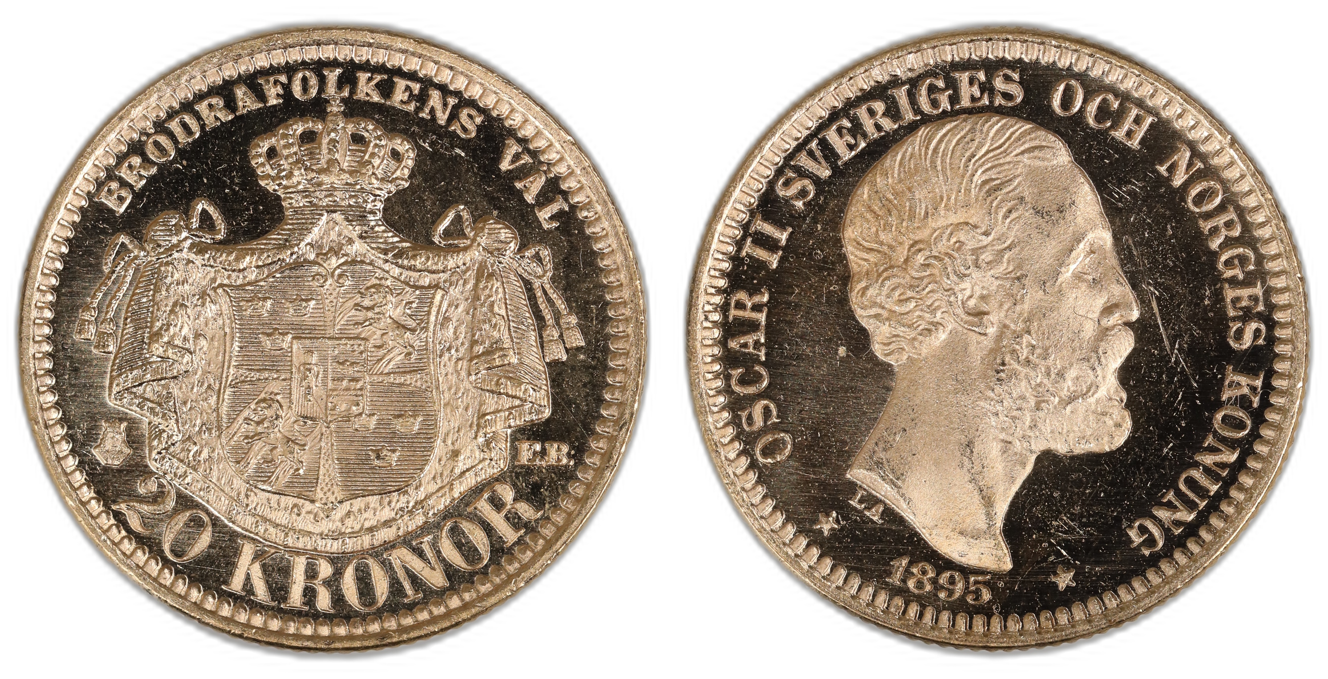 Sverige 20 Kronor 1895  Kv: 0/01, Prooflike