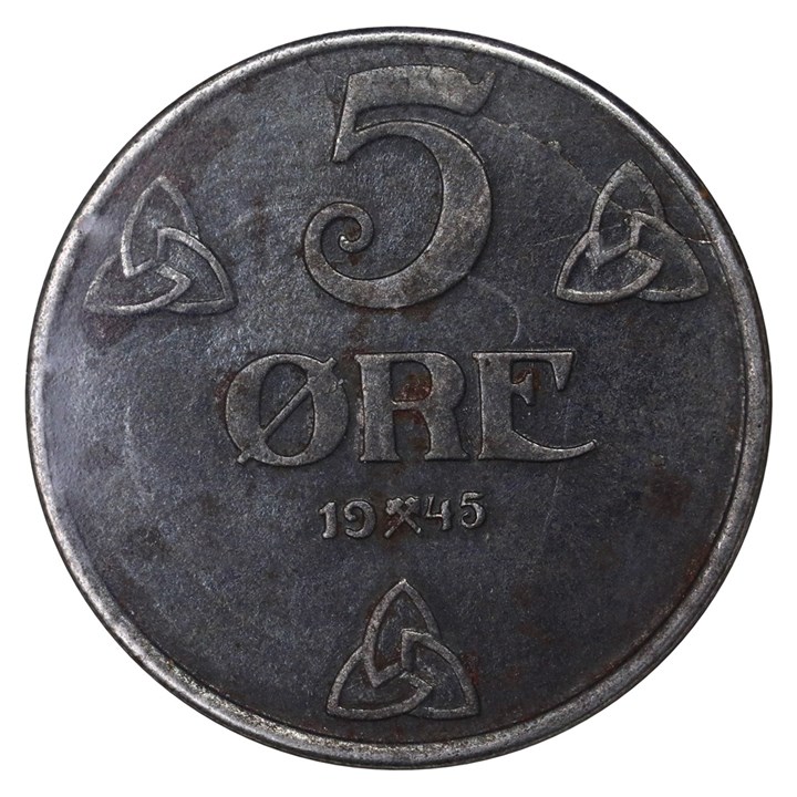 5 Øre 1945 Kv 1+